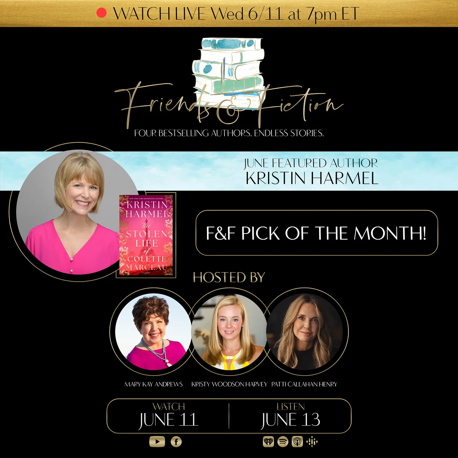 Watch our LIVE show with Kristin Harmel TONIGHT!